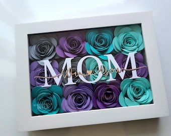 Mothers Day Flower Box | Paper Flower Rose Shadow Box Frame | Cute Gift For Mom, Gift For Mother's Day, Mom We Love You Flowerbox