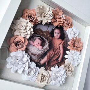 Personalized Photo Flower Box | Gift for Mom, Best Friend, or Her | Handmade Paper Rose Shadow Box | Custom Floral Keepsake