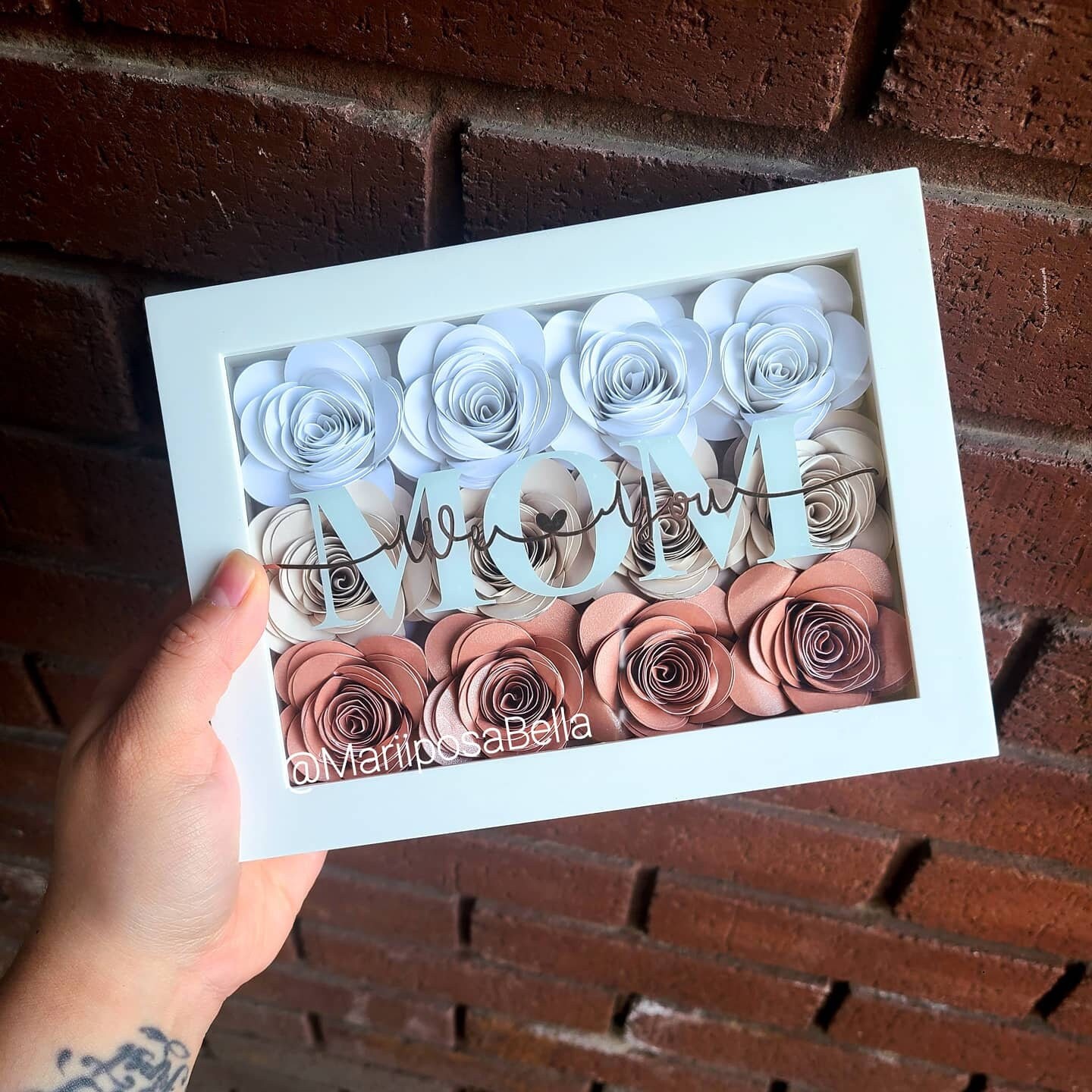 Mothers Day Flower Box Paper Flower Rose Shadow Box Frame Etsy