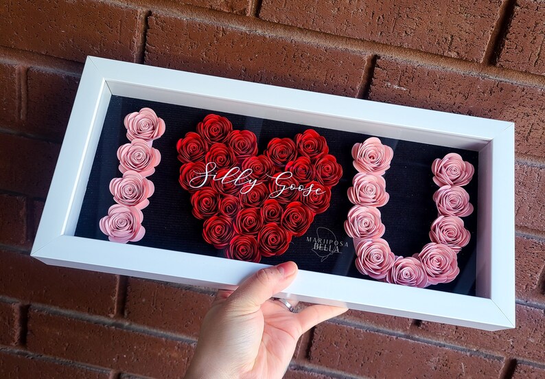 I Love You Flower Box Heart Shadowbox Cute Gift for Etsy