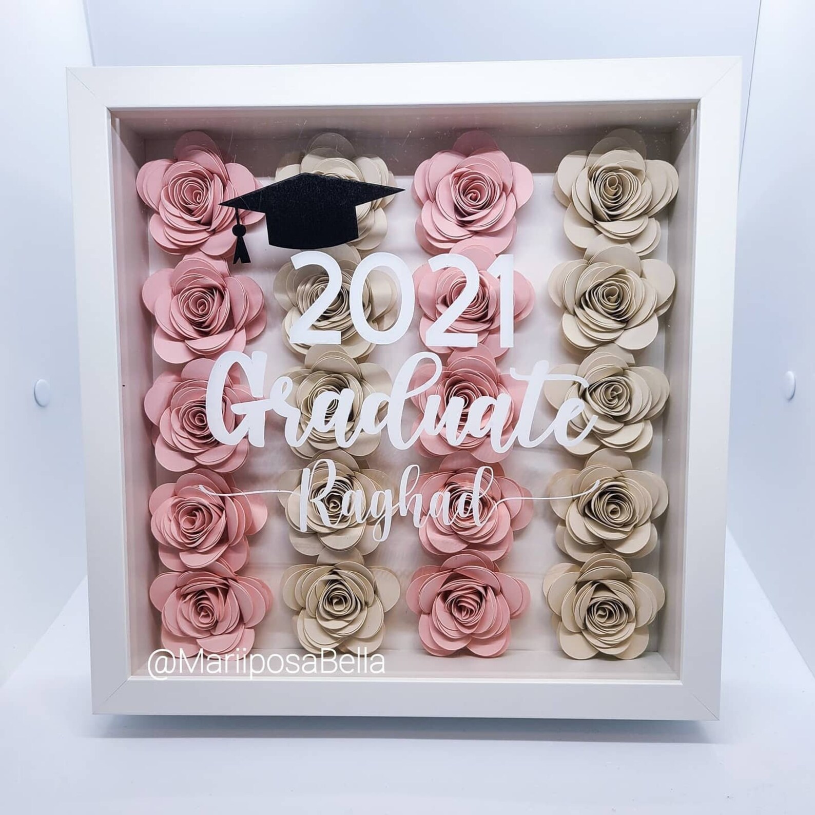 Graduation Flower Shadow Box Rolled Paper Flowers Gift For Etsy