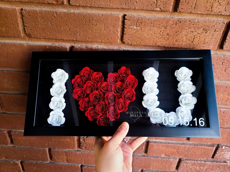 I Love You Flower Box Heart Shadowbox Cute Gift for Etsy