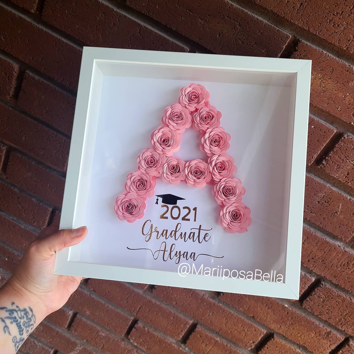 Graduation Flower Shadow Box Rolled Paper Flowers Gift For Etsy