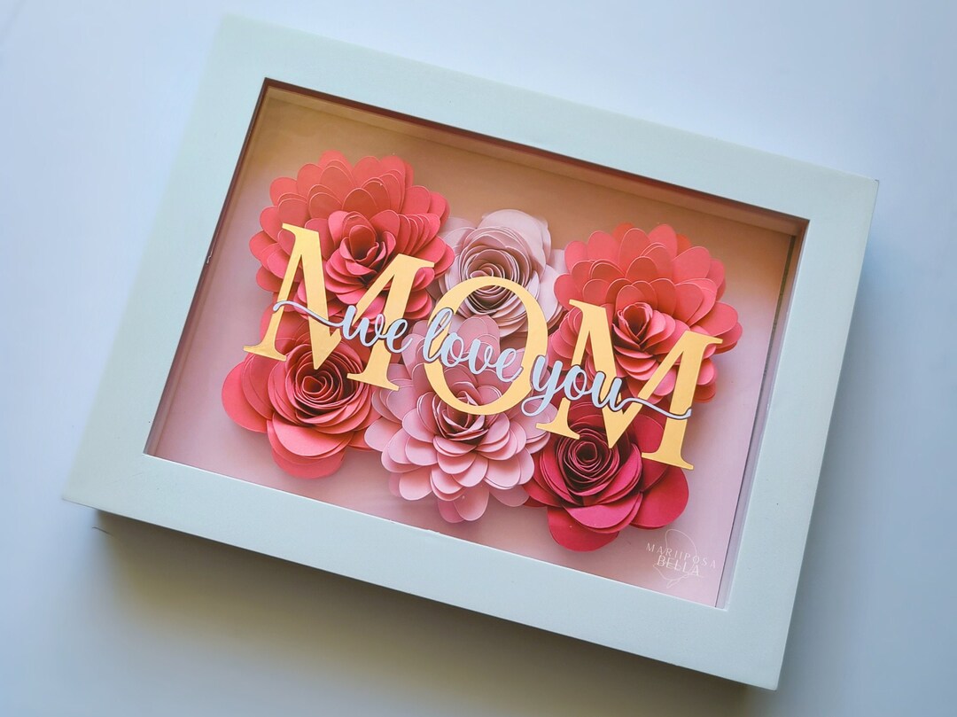 Mothers Day Flowerbox | Paper Flower Rose Shadow Box Frame | Gift for ...