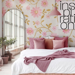 Floral wallpaper, blossom wall mural, [Peel and Stick (self adhesive) or Traditional Vinyl Papers]