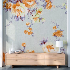 Vintage flower wallpaper, wall mural [Peel and Stick (self adhesive) or Traditional Vinyl Papers]