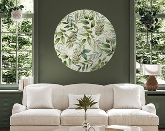 Floral wall sticker with leaves | Peel and Stick | Self adhesive | Circle Wall Decal | Wall Decor