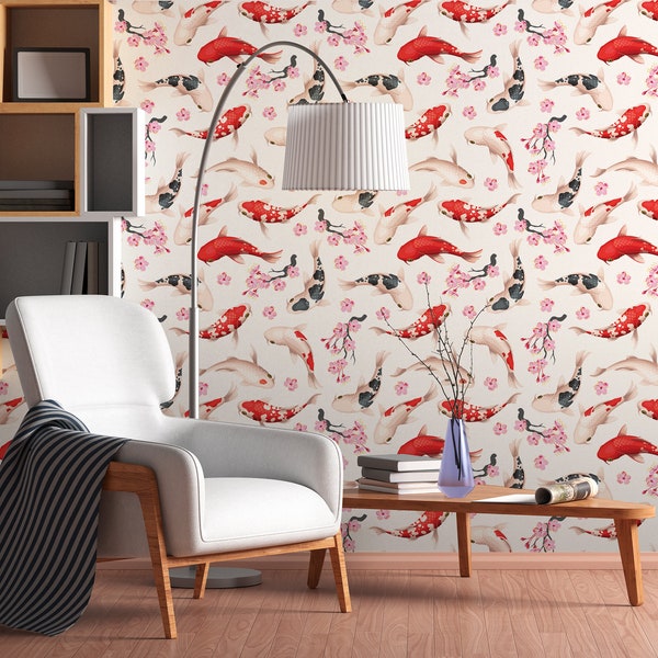 Red Koi Fish Wallpaper Etsy