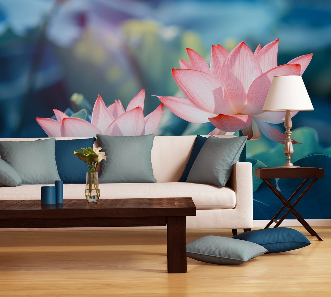 Blooming Wallpaper, Lotus Flower Peel & Stick Self Adhesive
