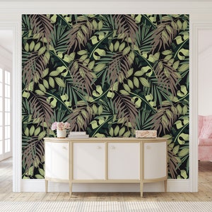 Exotic Tropical leaves and plants botanical wallpaper | Self adhesive | Repositionable wallpaper | Removable wall mural