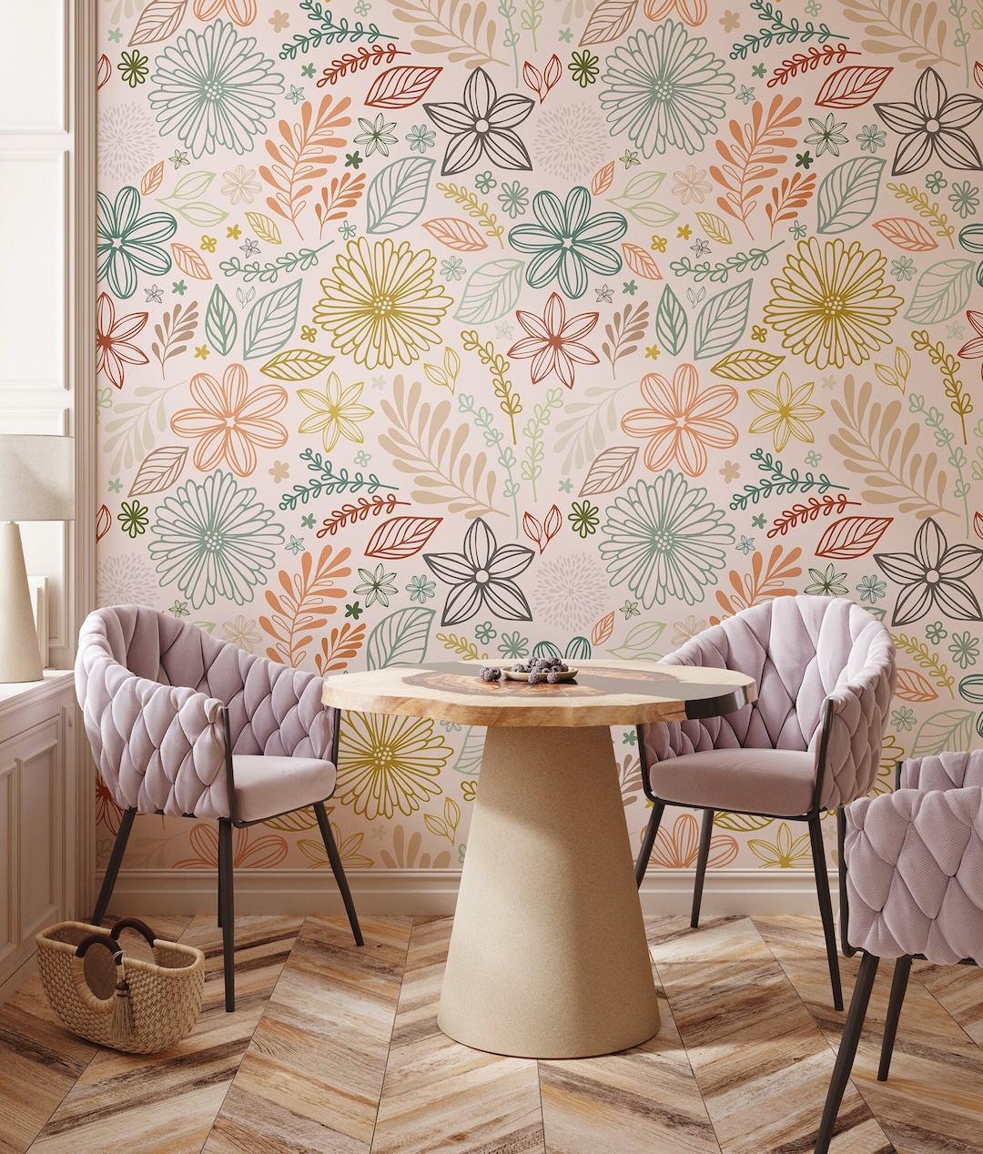 Floral Pastel Wallpaper [peel and Stick (self Adhesive) or Traditional