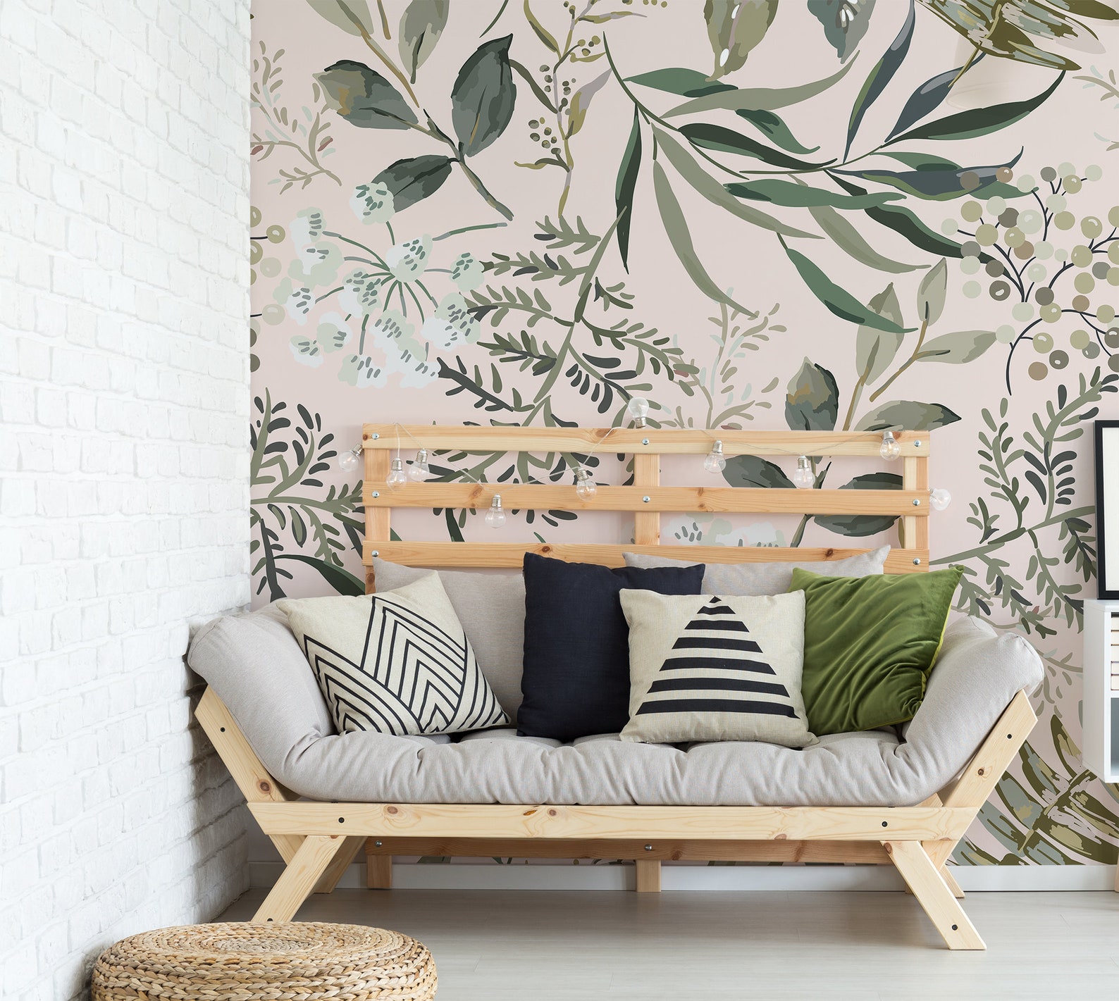 Dark Green Leaves Floral Wallpaper Peel & Stick Self | Etsy