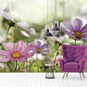Floral wallpaper, Wall Mural [Peel and Stick (self adhesive) or Traditional Vinyl Papers]