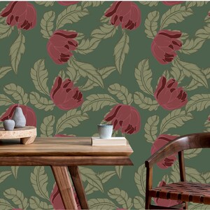 Abstract elegance wallpaper with floral | Peel & Stick | Self adhesive | Repositionable, Removable wallpaper