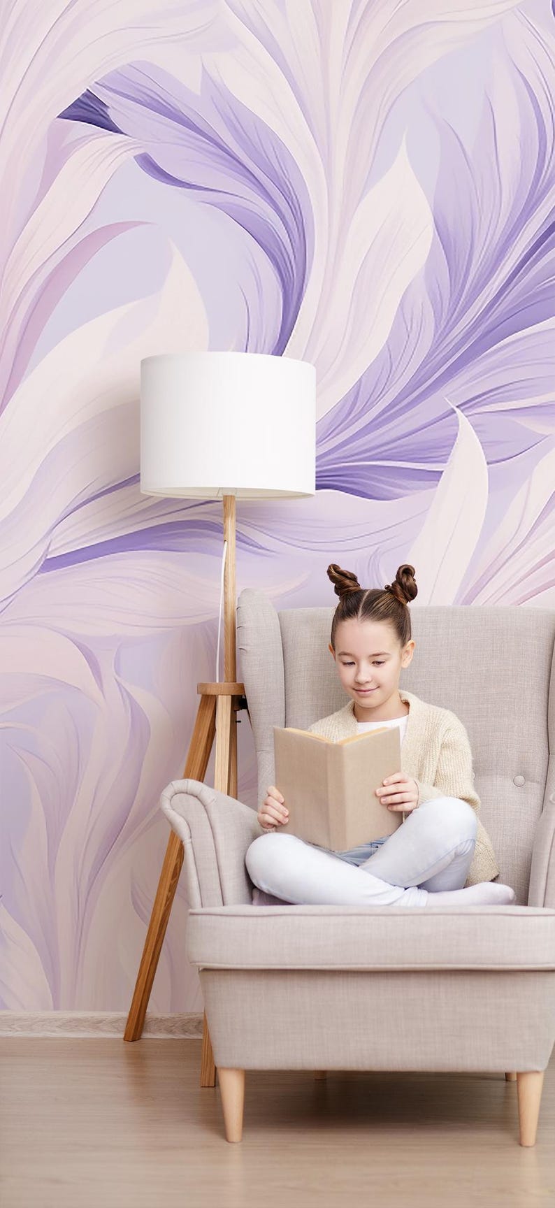 Buy Lilac Purple Botanical Wallpaper, Leaves Wall Mural, Vintage Home