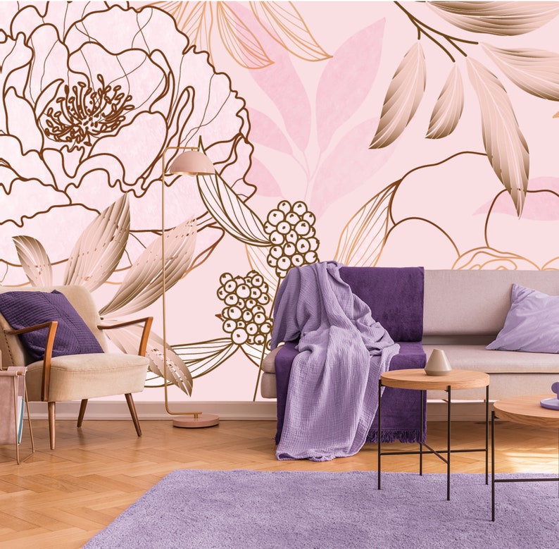 Buy Pink Wallpaper With Big Floral Motive Peel & Stick Selfadhesive