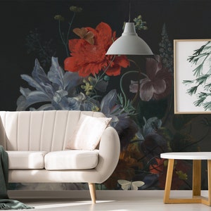 Peinture à l'huile hollandaise, roses et tulipes Papier peint | Décoller et coller | Auto-adhésif | Papier peint repositionnable | Papier peint amovible