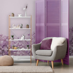 Pastel purple wallpaper, floral wall mural [Peel and Stick (self adhesive) or Traditional Vinyl Papers]