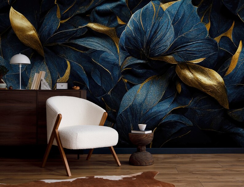Papel tapiz floral oscuro
