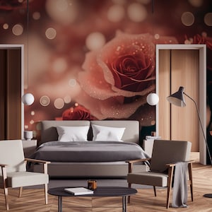Rose wallpaper, floral 3d wallpaper [Peel and Stick (self adhesive) or Traditional Vinyl Papers]