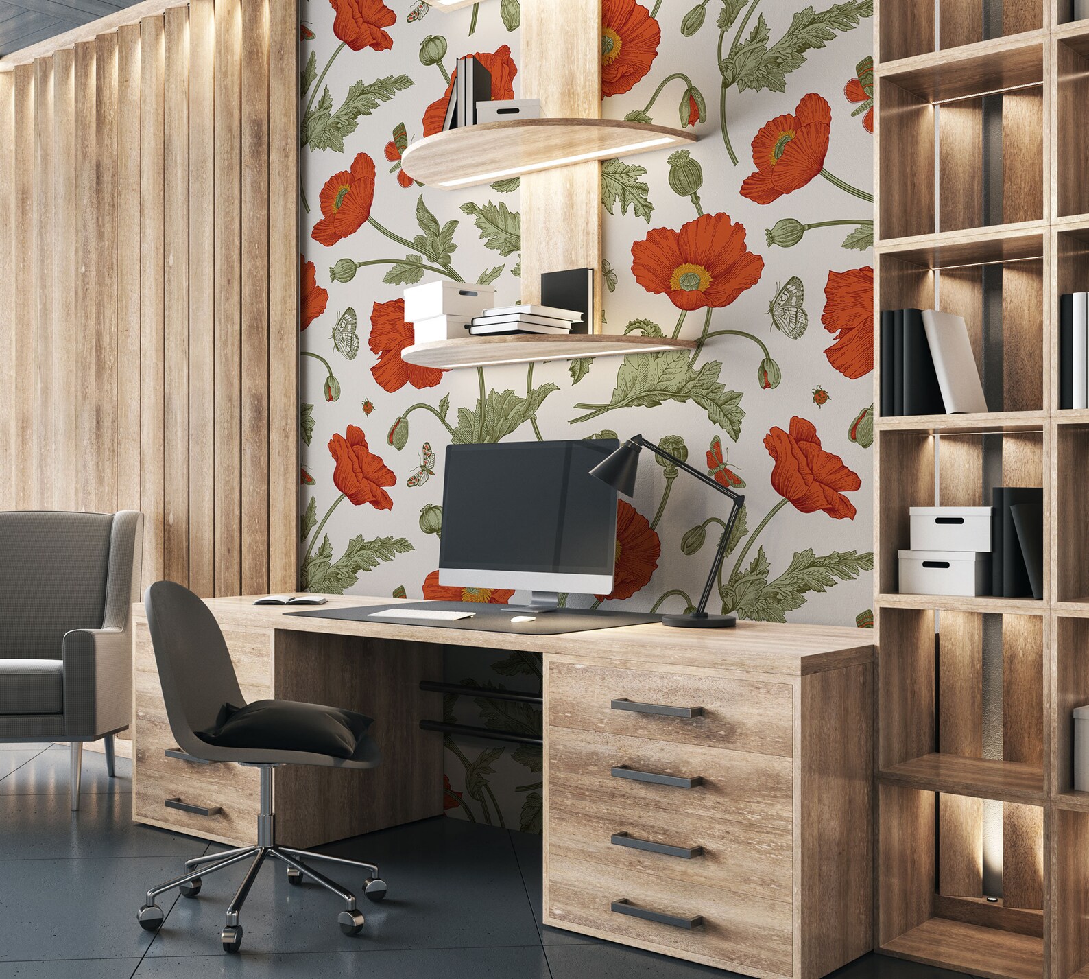 Poppy Red Flowers Wallpaper | Peel & Stick | Self Adhesive ...