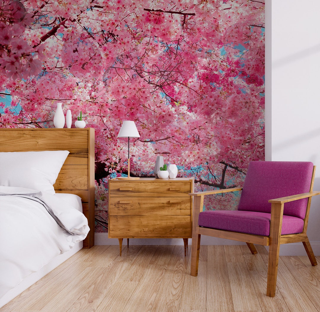 Cherry Blossom Wallpaper Wall Mural peel and Stick self - Etsy