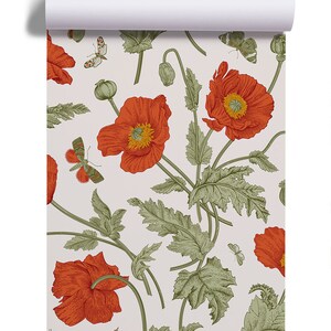 Poppy Red Flowers Wallpaper | Peel & Stick | Self Adhesive ...