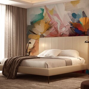 Abstract colorful wallpaper, spring flower, Modern art | Peel & Stick | Self adhesive | Repositionable, Removable wallpaper