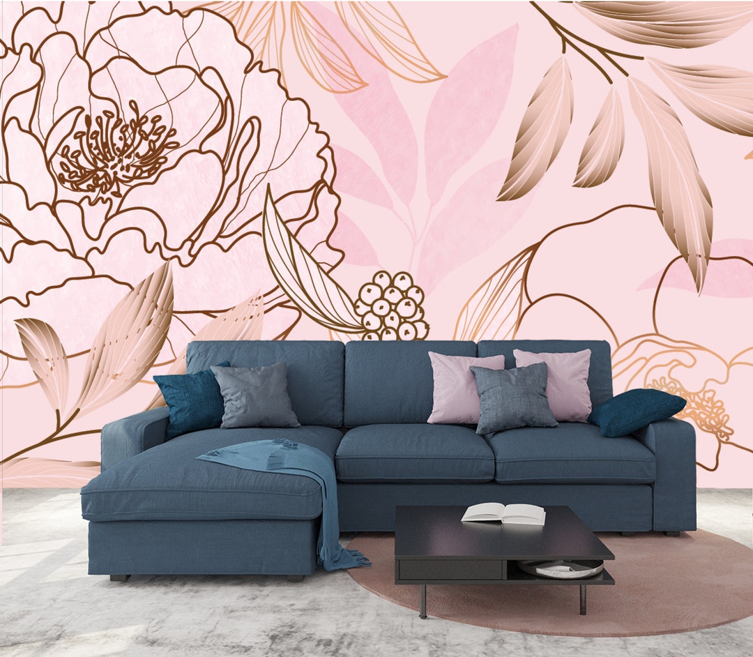 Buy Pink Wallpaper With Big Floral Motive Peel & Stick Selfadhesive