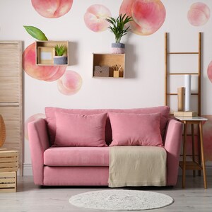 Fruit wallpaper, peach pattern, floral wall mural [Peel and Stick (self adhesive) or Traditional Vinyl Papers]