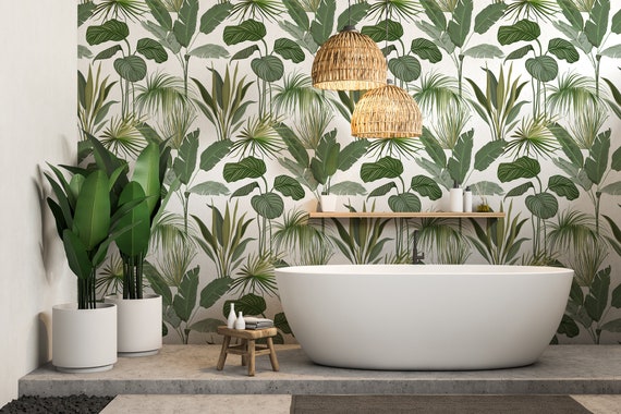 Buy Tropical Wallpaper, Exotic Green Jungle Philodendron Monstera Leaves |  Peel & Stick | Self Adhesive | Repositionable, Removable Wallpaper Online  in India - Etsy