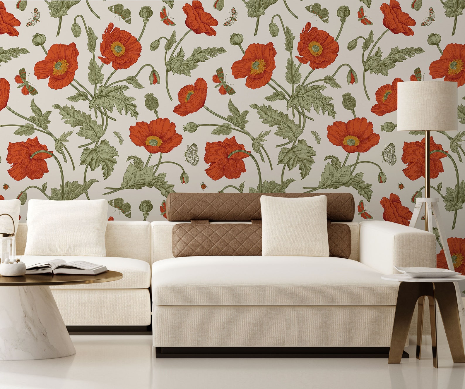Poppy Red Flowers Wallpaper | Peel & Stick | Self Adhesive ...