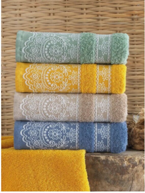 3 Pcs 50x90cm 100 Cotton Hand Towel Plain Dyed Embroidered Etsy