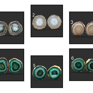 New Solar Quartz Stud Earring, 24K Gold Plated Stud Earrings, Multi Solar Quartz Earring, Blue Solar Quartz Stud Earrings For Women 569