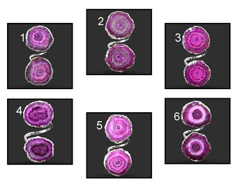 Geode Druzy Ring, Solar Quartz Geode Druzy Anelli placcati in argento, Anelli druzy geode per donna ragazza, Anelli regolabili per lei, Geode Ring 312
