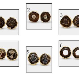 Brown Solar Quartz Stud Earring, 24k Gold Plated Stud Earrings, Brown Solar Quartz Earring, Brown Solar Quartz Stud Earrings For Girls