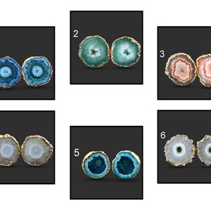 Natural Solar Quartz Stud Earring, 24K Gold Plated Stud Earrings, Multi Solar Quartz Earring, Blue Solar Quartz Stud Earrings For Women 567