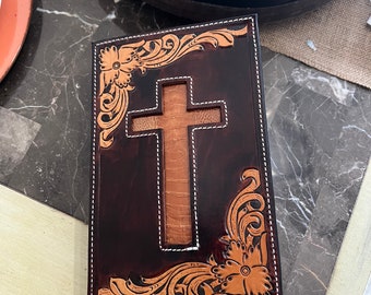 Floral leather Bible cover