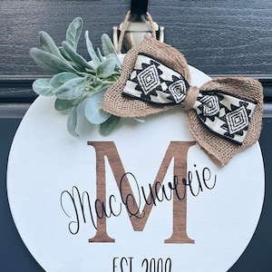 Front Door Decor, Welcome Wreath, Housewarming Gift, Wedding Gift, monogramed door Wreath, monogramed Sign, Front Door Wreath