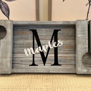 Personalized Wine Tray, Wood Wine Tray, Wine Serving Tray, Wine Tray with Handles, Wood Wine Bottle Holder,