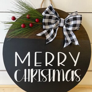 Handcrafted Merry Christmas Door Sign: Holiday Wreath Decor