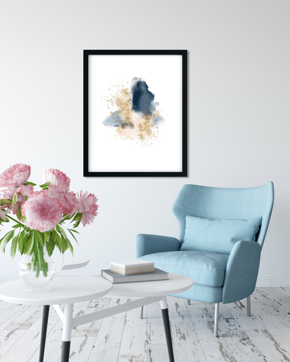 Digital Download Blue and Gold Art Print Abstract Art Print Etsy