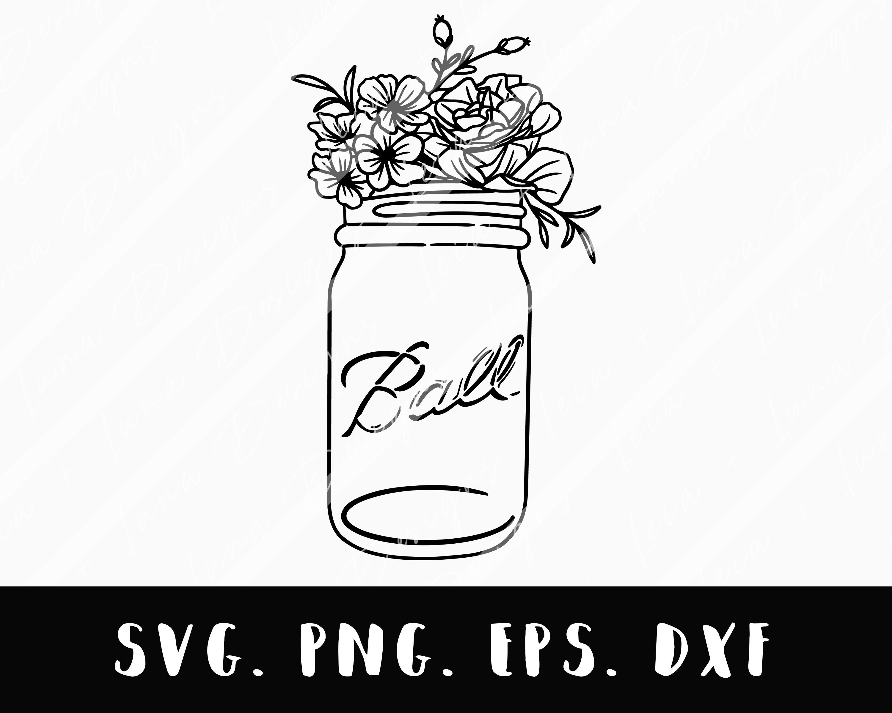Floral Mason Jar SVG Mason Jar SVG File for Cricut Floral Etsy