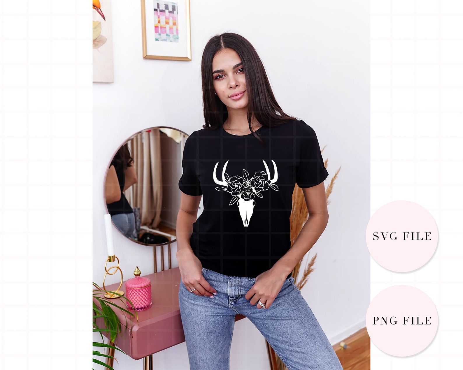 Download Floral Deer Skull SVG File Floral Deer svg Skull Flowers ...