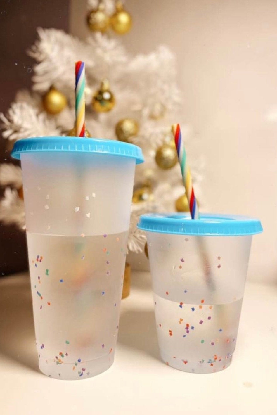 Frosted Color Changing Confetti Cups Set Cold Cups Etsy
