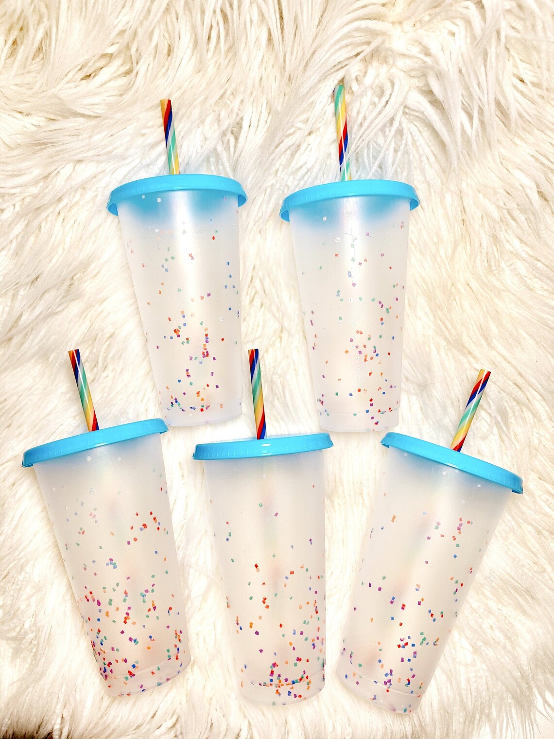 Frosted Color Changing Confetti Cups Set Cold Cups Etsy