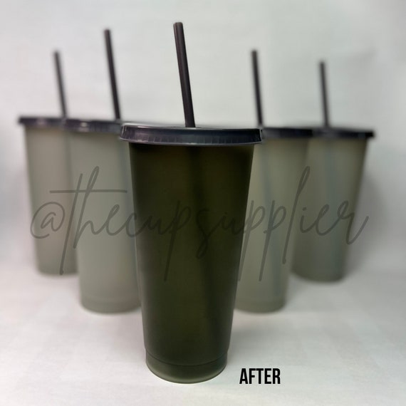 Color Changing Cups: 24oz Cold Cups - 4 Reusable Cups with Lids