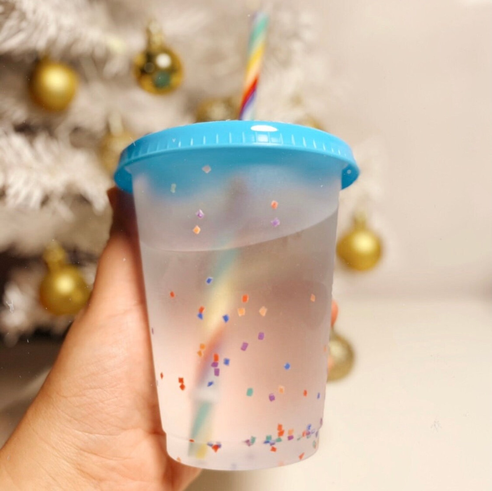 Frosted Color Changing Confetti Cups Set Cold Cups Etsy