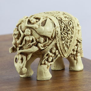 Resin elephant with ladies carved made of resin/wooden elephant/artistic figurine/painted carved elephant/resin elephant/handmade elephant