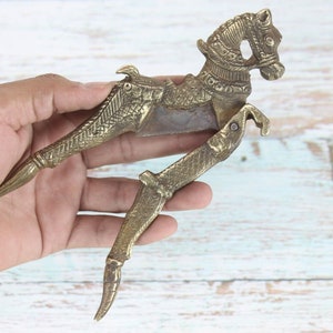 Vintage Brass Horse Nutcracker: Old World Decor Collectible image 4